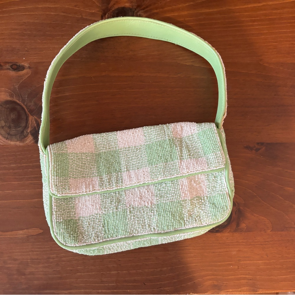 Staud green gingham Tommy bag